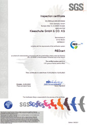 REDCert Inspection certificate REDCert-Logos für Kleeschulte Agrar